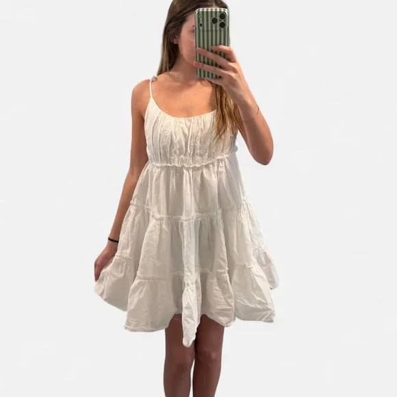 White Summer Babydoll Dress - Picture 3 of 5